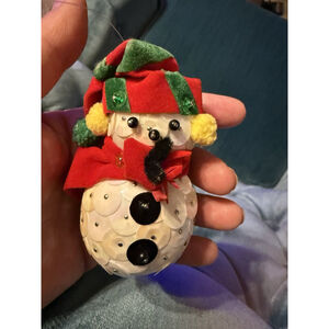 Vintage Iridescent Snowman Push Pin Christmas Ornament 3” Ornate Rare Handmade
